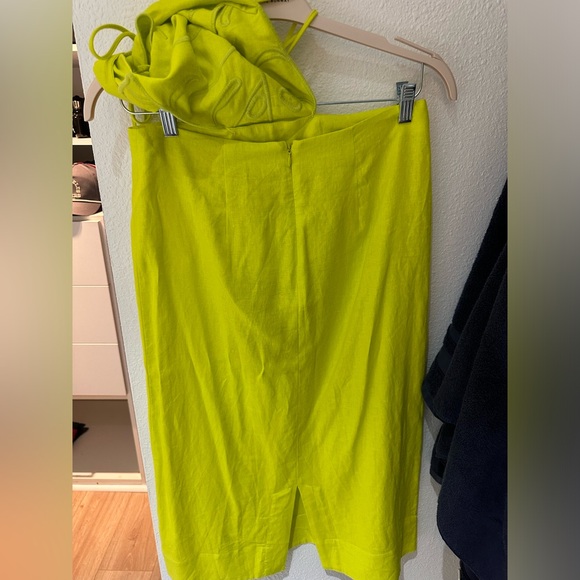 NWT -farm rio mosteria midi dress lime green size M linen blend - Picture 10 of 11